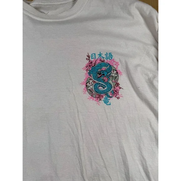 Neon Riot Shirt Mens 2XL White Japanese Dragon Graphic Print Cotton Streetwear - Picture 2 of 6